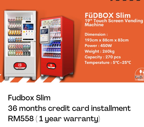 FUDBOX SLIM 19″ TOUCH SCREEN VENDING MACHINE – ezbeli